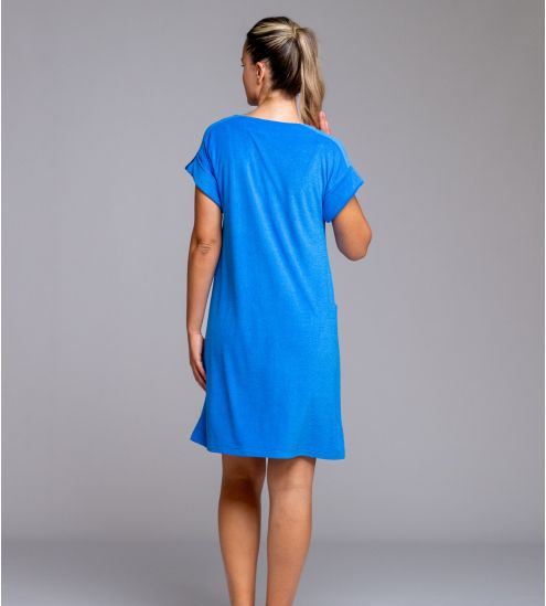 Robe éponge boutonnée Bleu