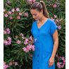 Robe éponge boutonnée Bleu