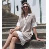 Robe chic col chemise Beige