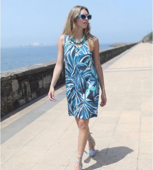 Robe sans manches Bleu Turquoise