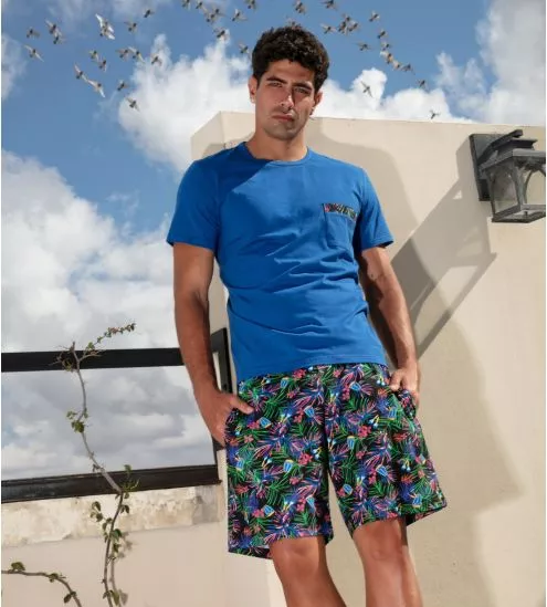 Pyjama court homme Havana bleu