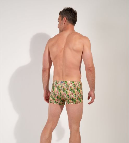 Boxer de bain Taormina vert imprimé