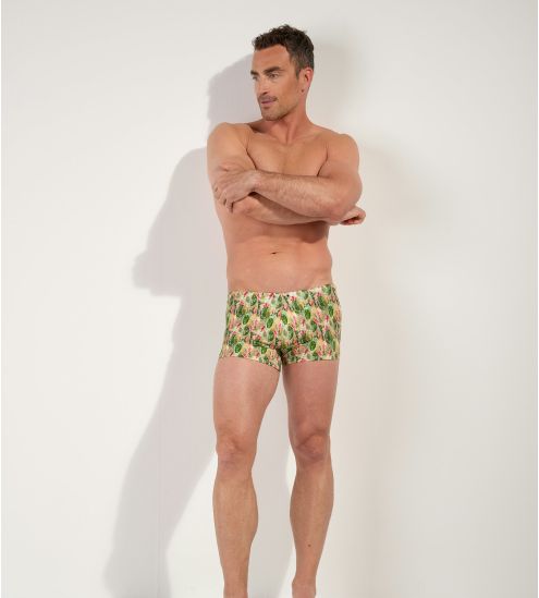 Boxer de bain Taormina vert imprimé