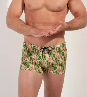Boxer de bain Taormina vert imprimé