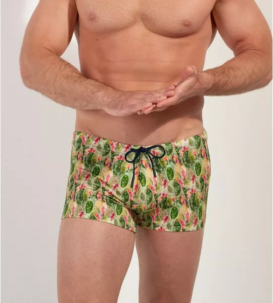 Boxer de bain Taormina vert imprimé
