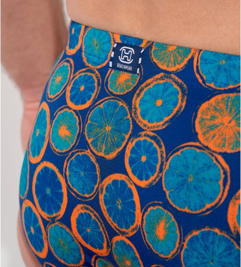 Slip de bain imprimé orange Trapani