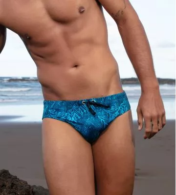Slip de bain Panarea imprimé bleu