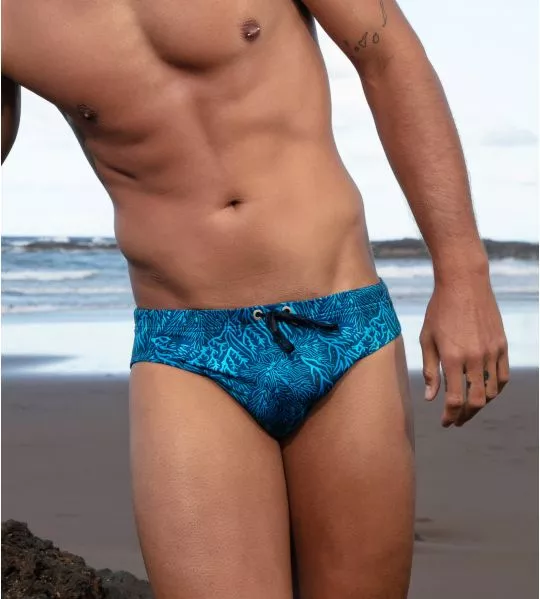 Slip de bain Panarea imprimé bleu