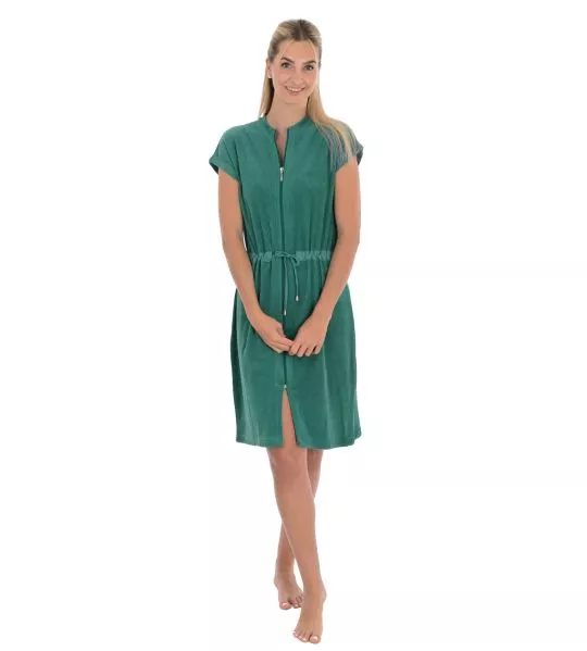 Robe tissu éponge zippée Petrol