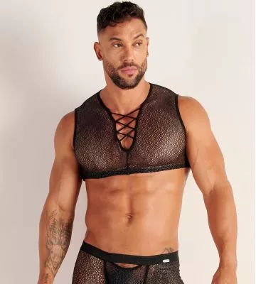 Bustier homme avec laçage Night Universe Silver Grey