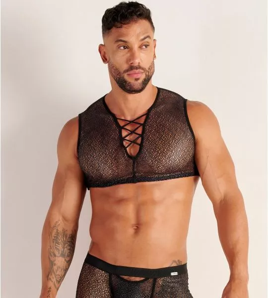 Bustier homme avec laçage Night Universe Silver Grey