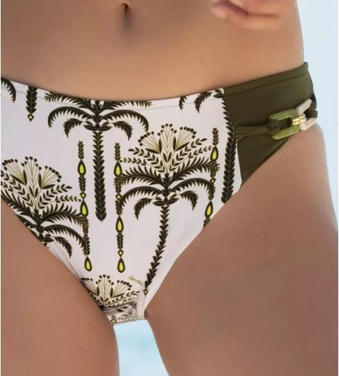 Bas de maillot de bain Palmier Audace Kaki & Blanc