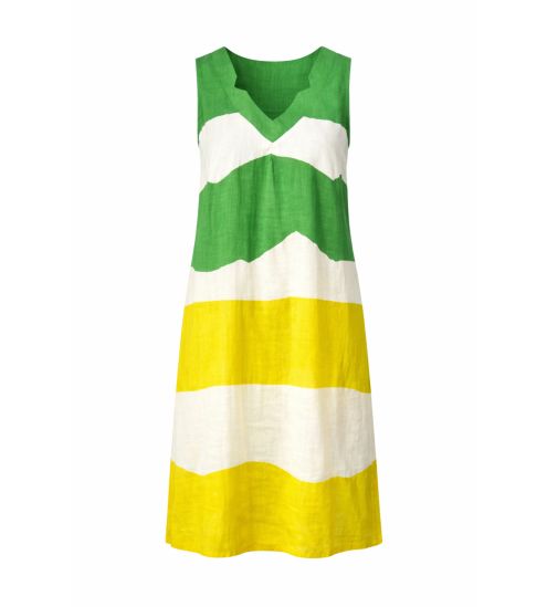 Robe sans manches effet lin Vert