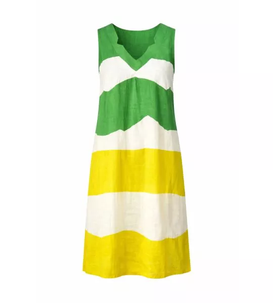 Robe sans manches effet lin Vert