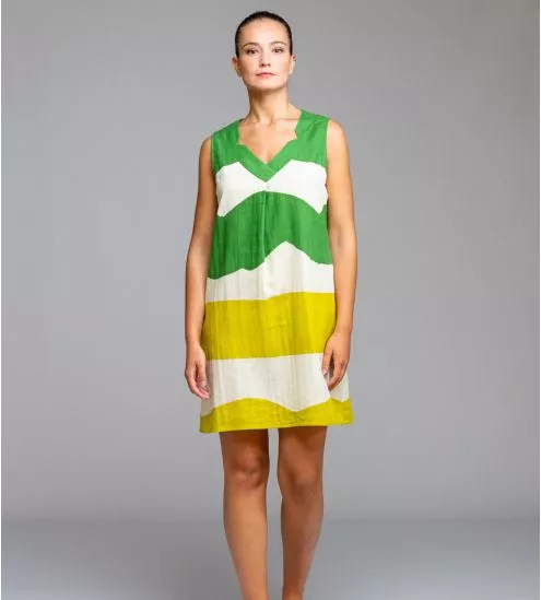 Robe sans manches effet lin...