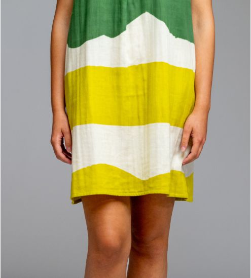 Robe sans manches effet lin Vert