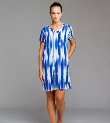 Robe manches courtes légère Blanc & Bleu