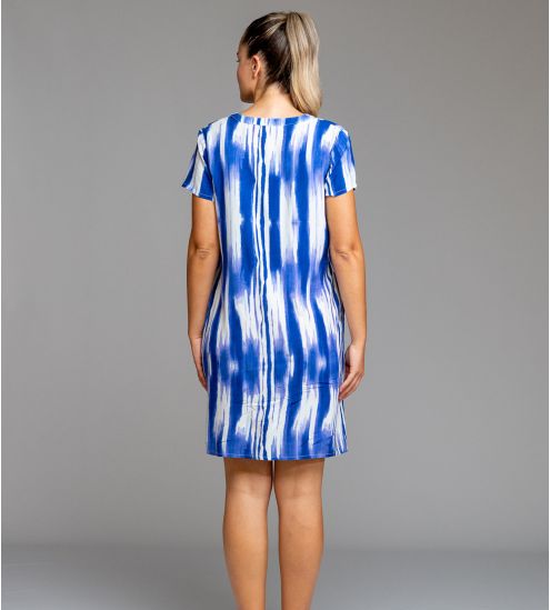 Robe manches courtes légère Blanc & Bleu