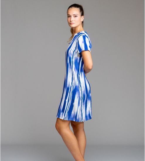 Robe manches courtes légère Blanc & Bleu