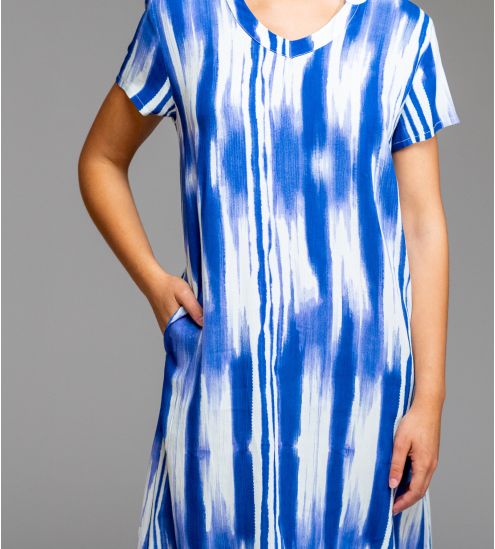 Robe manches courtes légère Blanc & Bleu