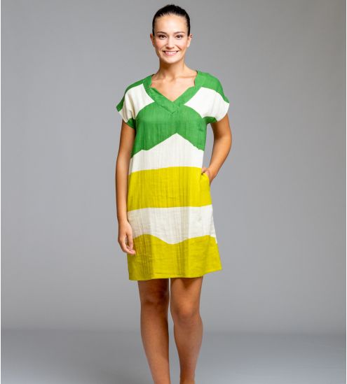 Green & Yellow Linen Short...