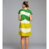 Robe manches courtes effet lin Vert & Jaune