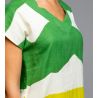 Robe manches courtes effet lin Vert & Jaune