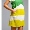 Robe manches courtes effet lin Vert & Jaune