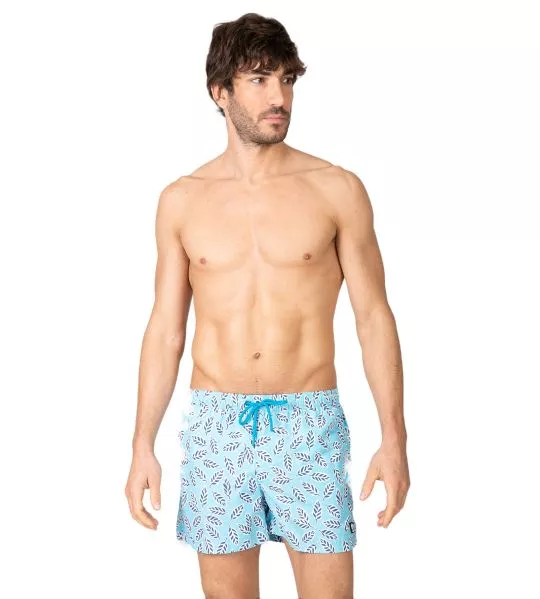 Short de bain imprimé bleu ciel