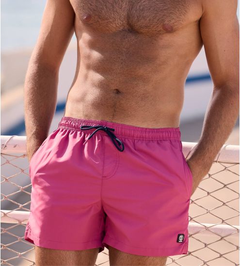 Short de bain homme uni Magenta