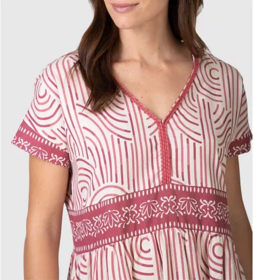 Robe évasée femme rouge et...