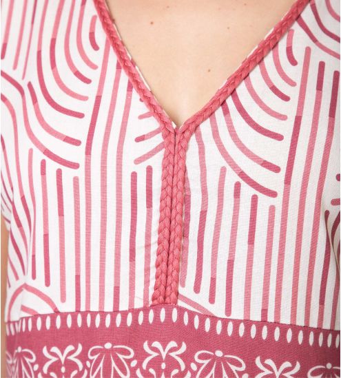 Robe évasée femme rouge et blanc