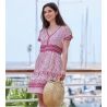 Robe évasée femme rouge et blanc