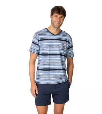 Pyjama homme rayé bleu