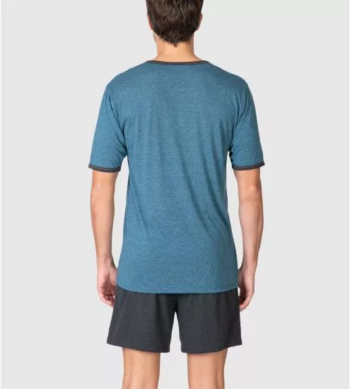 Pyjama court homme vert/gris