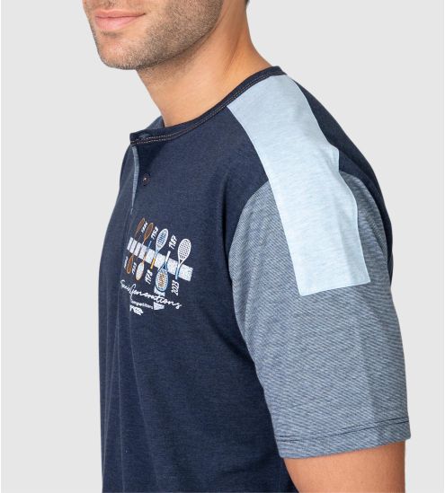 Blauer Mann Pyjama Chiné