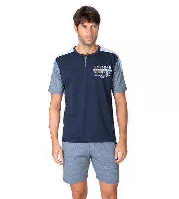 Pyjama homme bleu chiné
