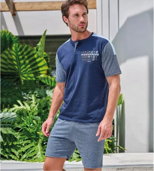 Pyjama homme bleu chiné