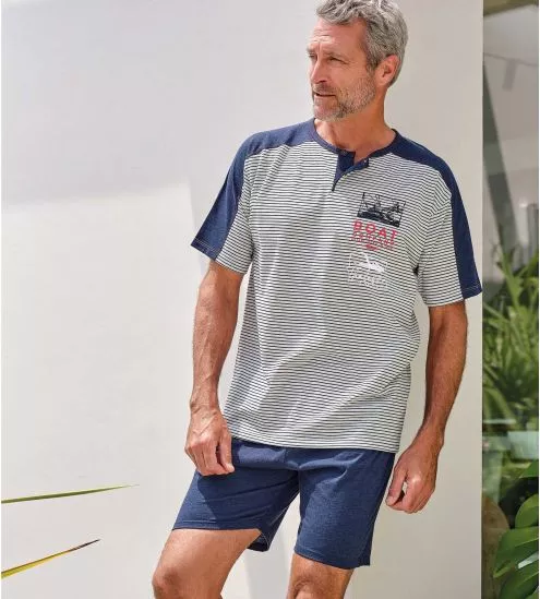 Pyjama court homme bleu...