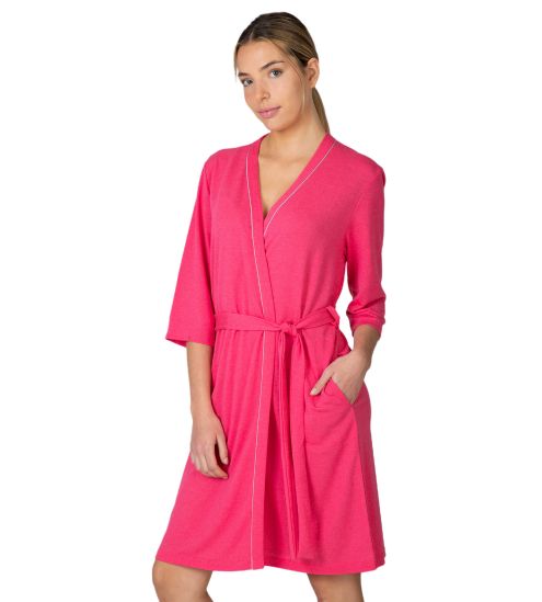 Peignoir kimono femme manches 3/4 Fuschia
