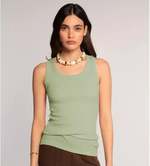 Top débardeur vert pistache côtelé Pistacchio