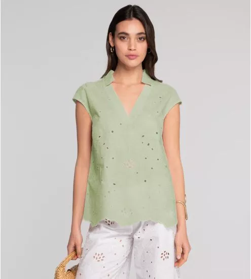 T shirt brodé vert Pistacchio