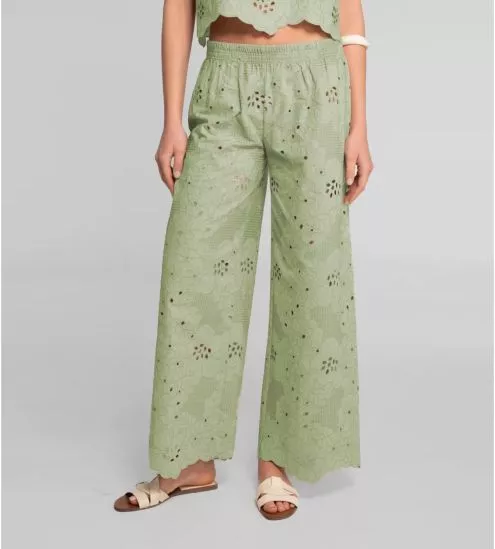 Pantalon brodé vert Pistacchio