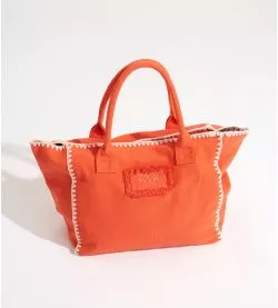 Sac de plage orange détails crochet 32X38cm Orange