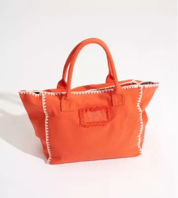 Sac de plage orange détails crochet 32X38cm Orange