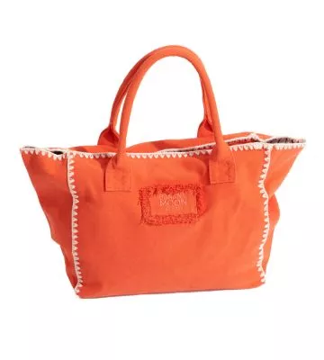 Sac de plage orange détails crochet 32X38cm Orange
