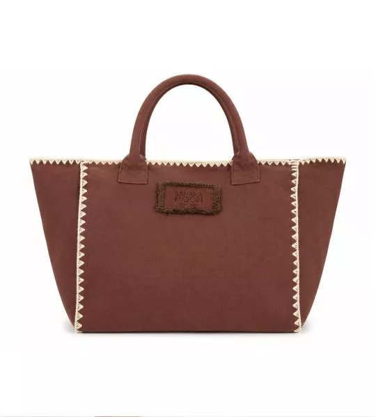 Sac de plage détails crochet 32X38cm Chocolat