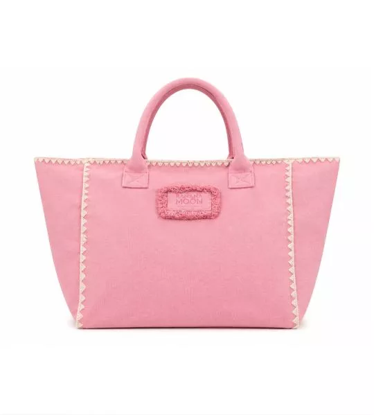 Sac de plage détails crochet 32X38cm Rose