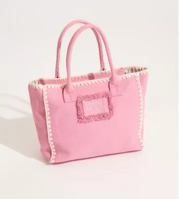 Sac de plage orange détails crochet 32X38cm Rose