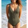 Swimsuit 1 piece cut under chest Allure Khaki
